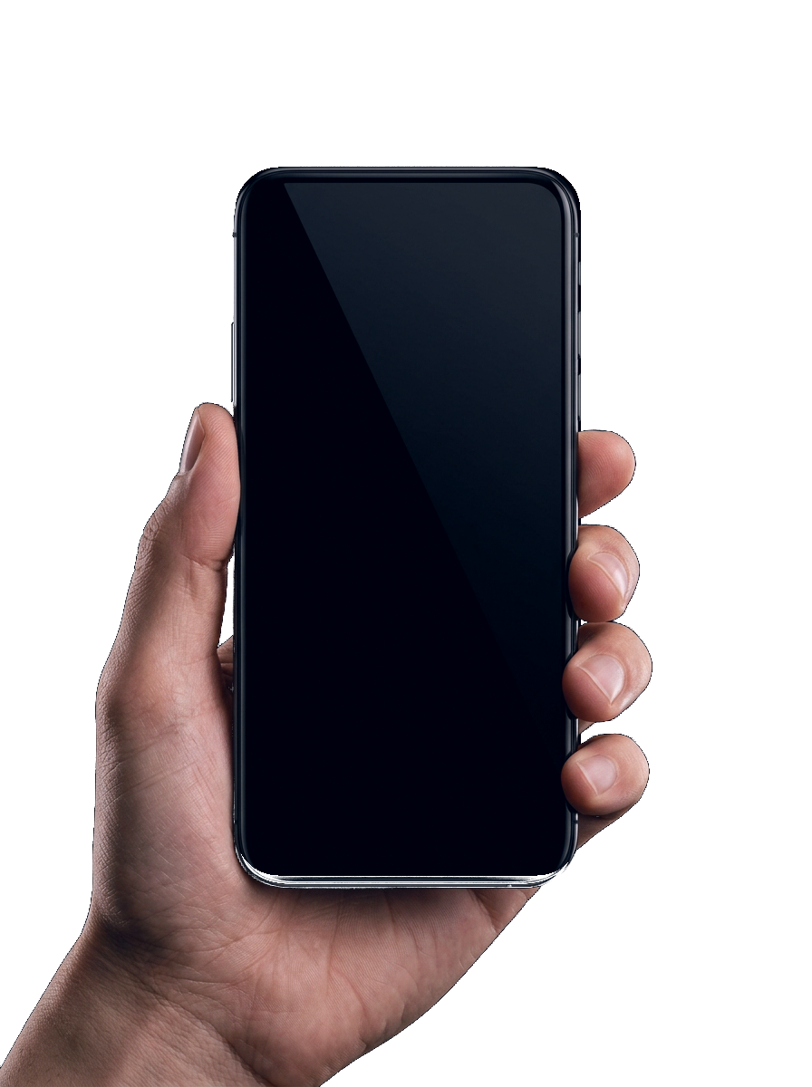 Realistic left hand holding smartphone