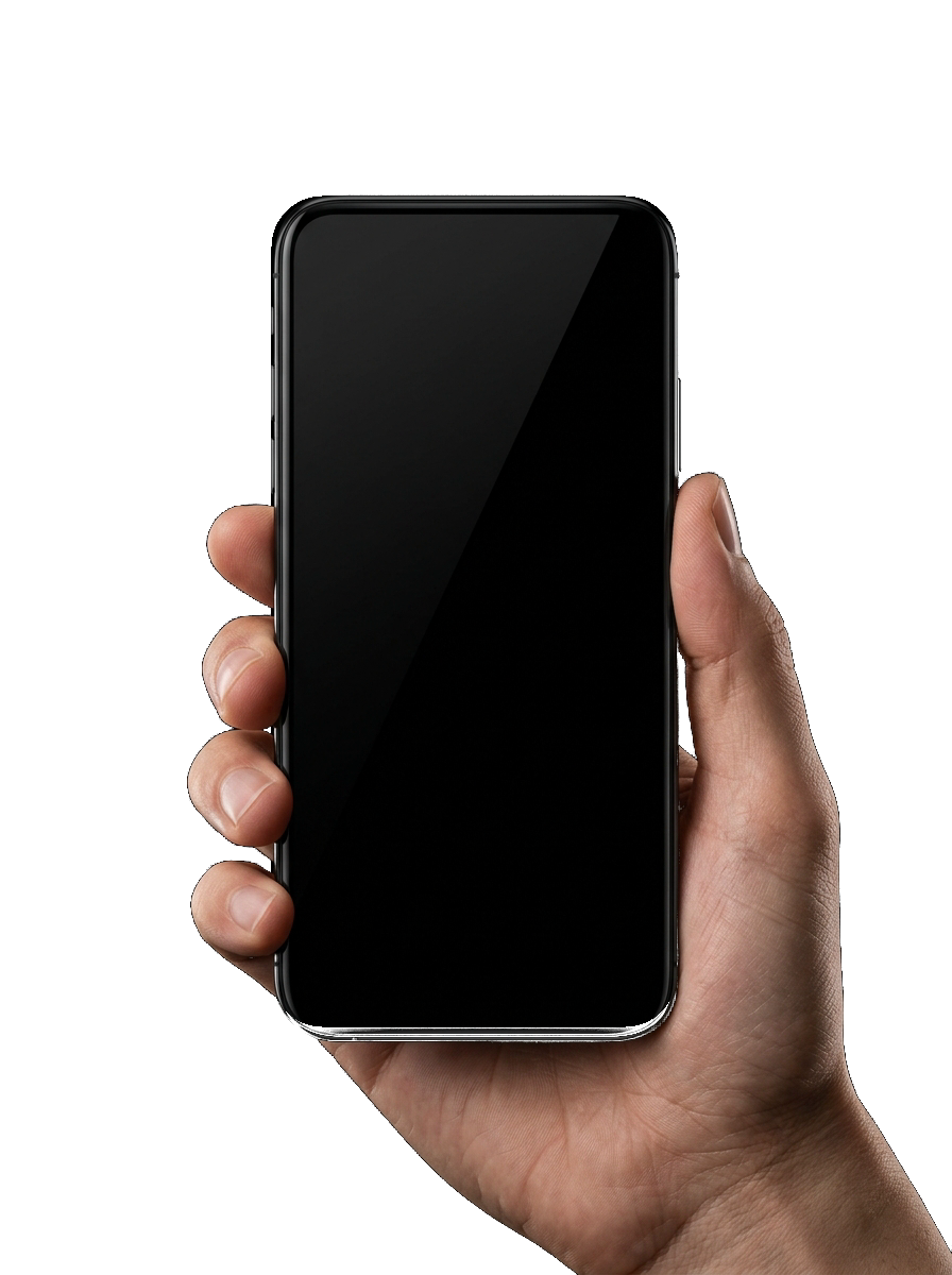 Realistic right hand holding smartphone